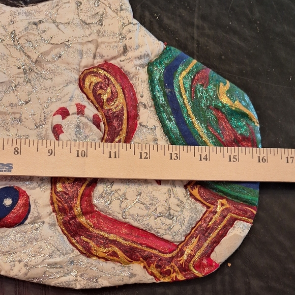 Vintage Jumbo Down The Chimney Fabric Christmas HANGER Large Santa 32.25x16.5" - Picture 5 of 5